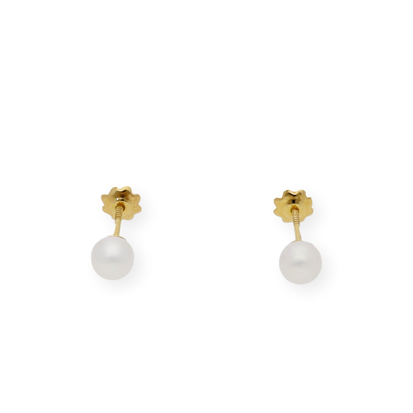 Pendientes Bebé Oro y Perlas Blancas de 4,50mm