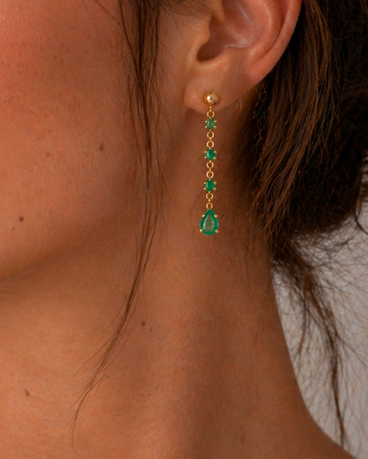 Pendientes Inaí en Oro 18k y Esmeraldas Naturales