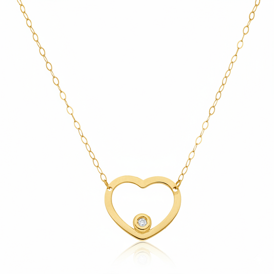 Collar con Colgante África de Corazón en Oro y Diamante
