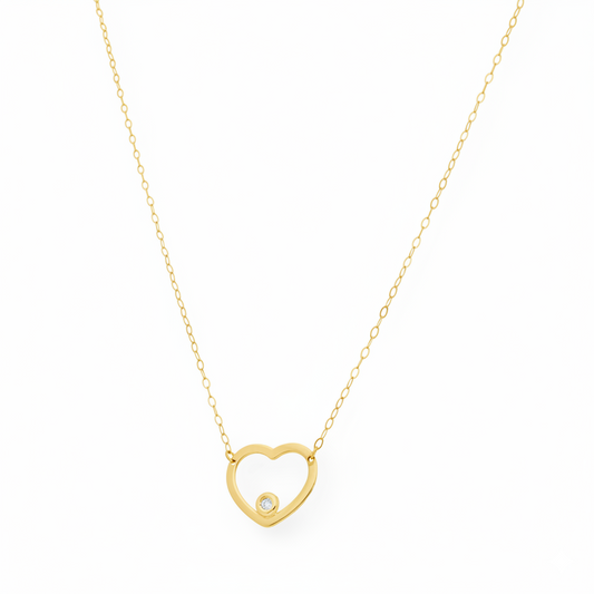Collar con Colgante África de Corazón en Oro y Diamante