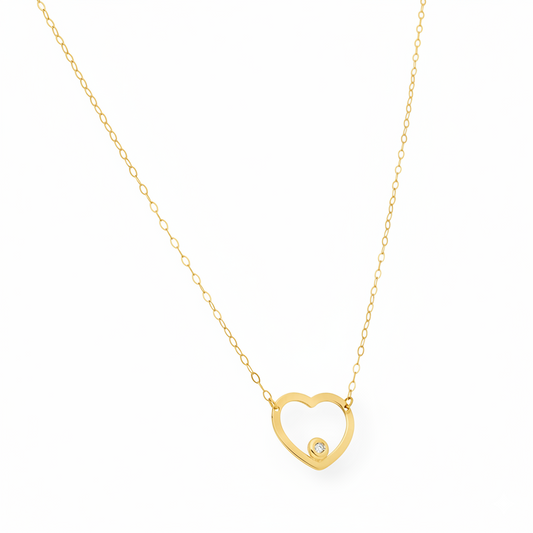 Collar con Colgante África de Corazón en Oro y Diamante