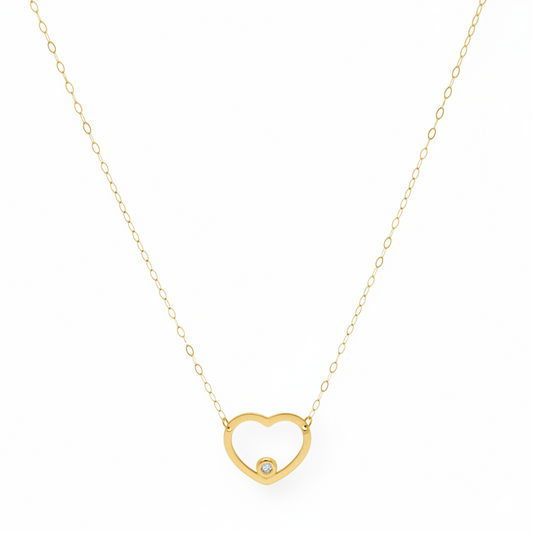 Collar con Colgante África de Corazón en Oro y Diamante