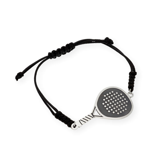 Pulsera Macramé Pala de Pádel en Plata de Ley 925