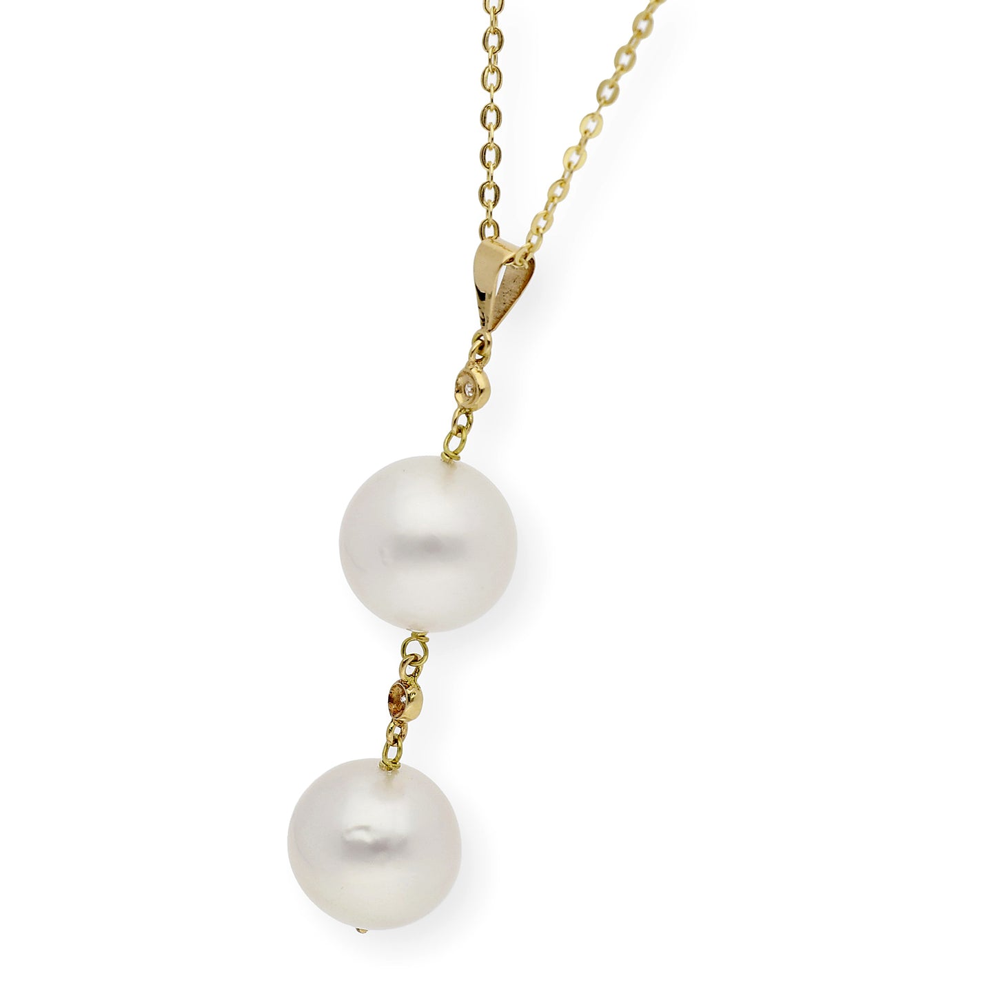 Collar con Colgante Mika de Oro 18k con Perlas Australianas Diamantes