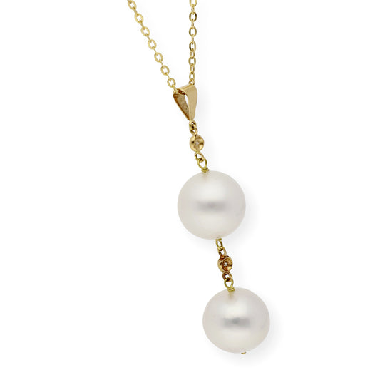 Collar con Colgante Mika de Oro 18k con Perlas Australianas Diamantes