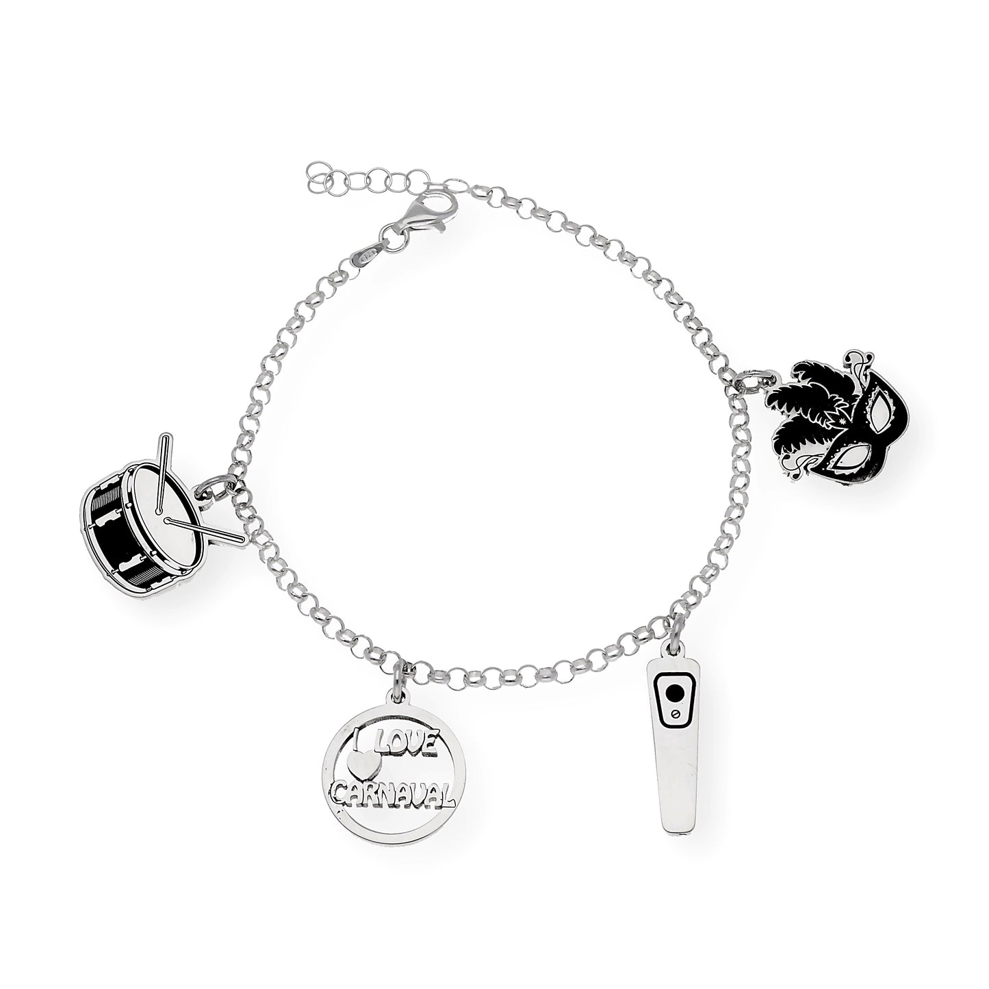Pulsera Charms de Carnaval en Plata de Ley 925
