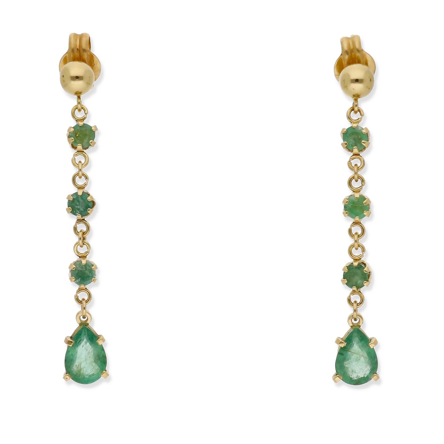 Pendientes Inaí en Oro 18k y Esmeraldas Naturales