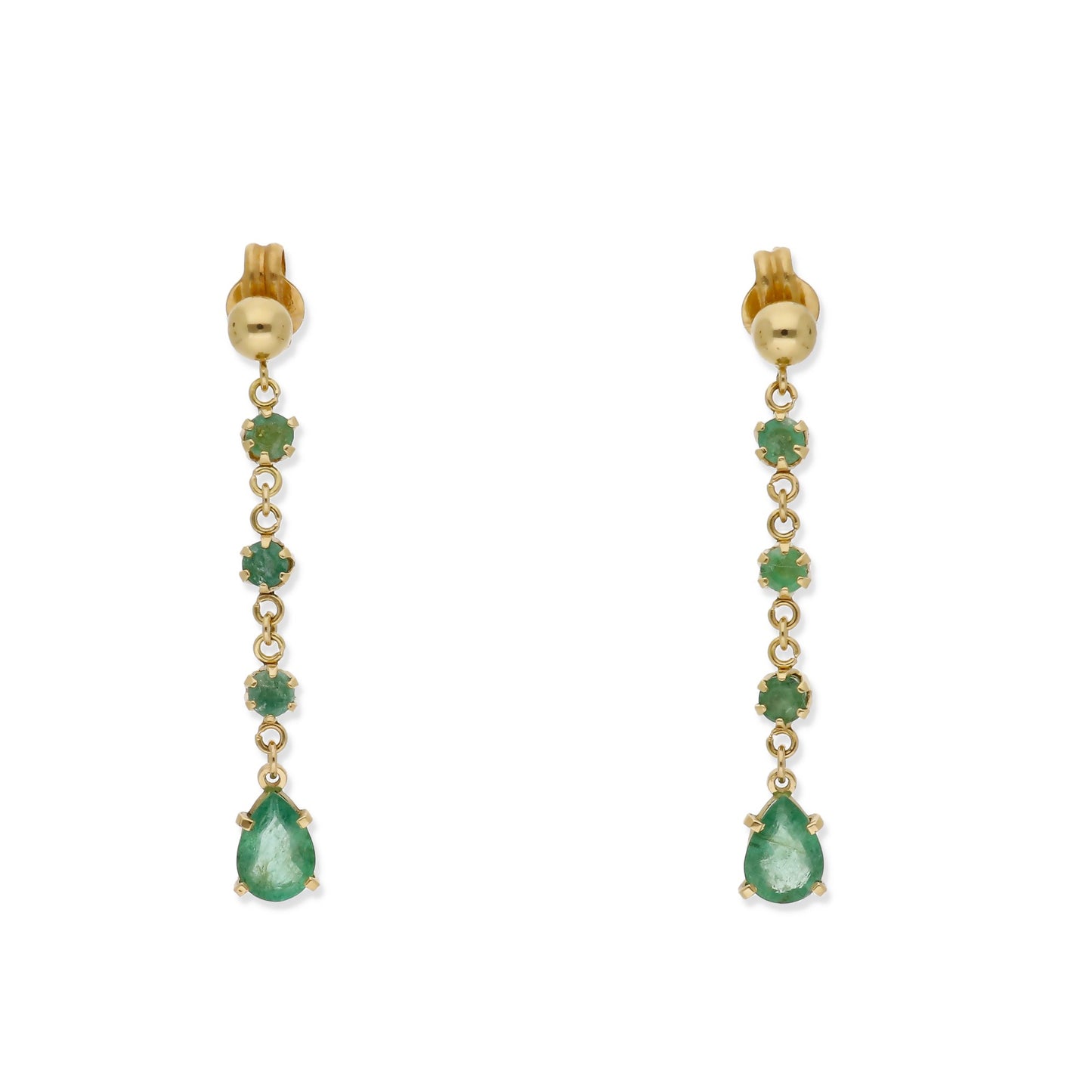 Pendientes Inaí en Oro 18k y Esmeraldas Naturales