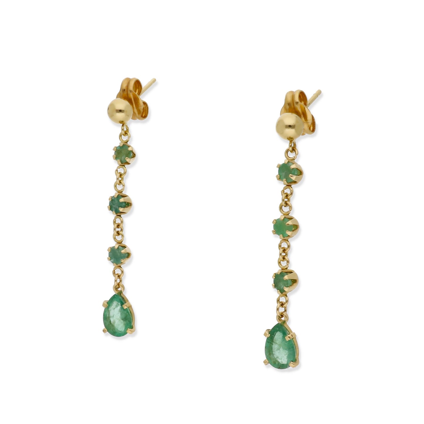 Pendientes Inaí en Oro 18k y Esmeraldas Naturales