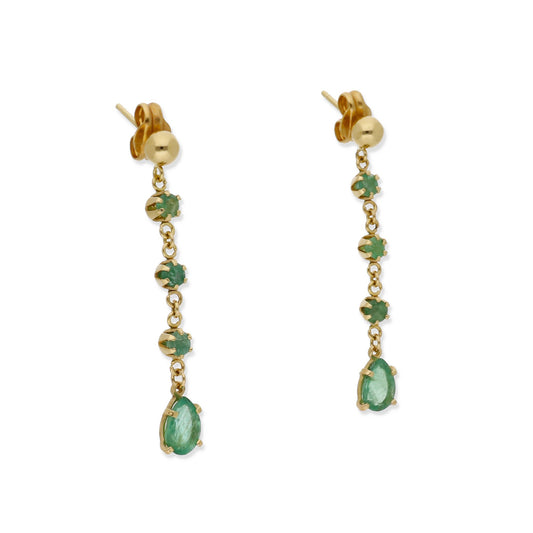 Pendientes Inaí en Oro 18k y Esmeraldas Naturales