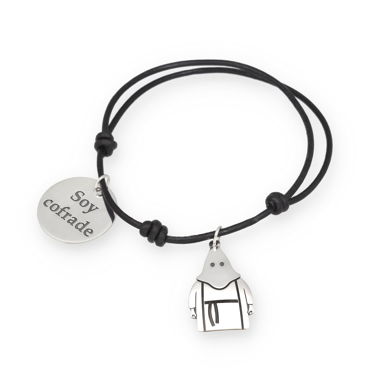Pulsera Soy Cofrade en Cuero y Plata de Ley 925