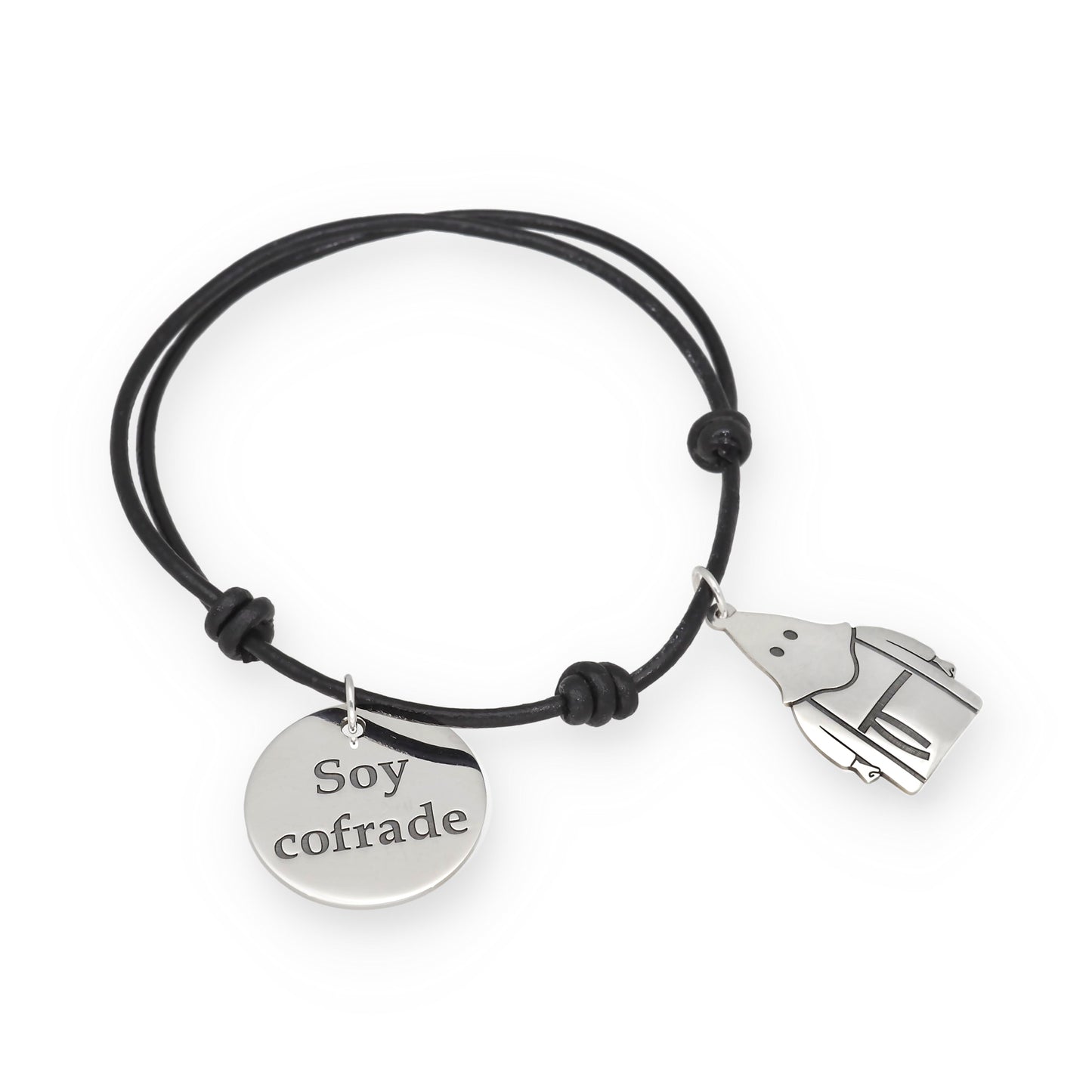 Pulsera Soy Cofrade en Cuero y Plata de Ley 925