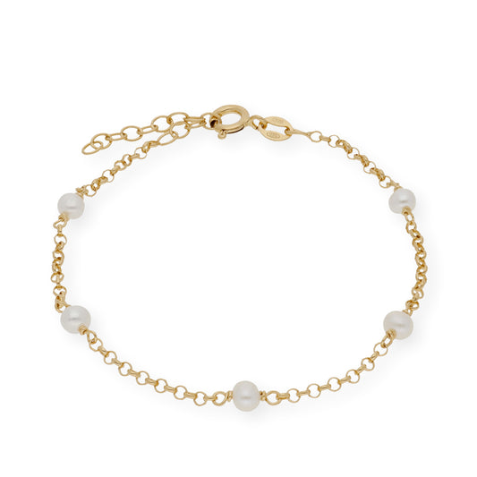 Pulsera de Perlas de Agua Dulce en Plata de Ley 925 Bañada en Oro 18K