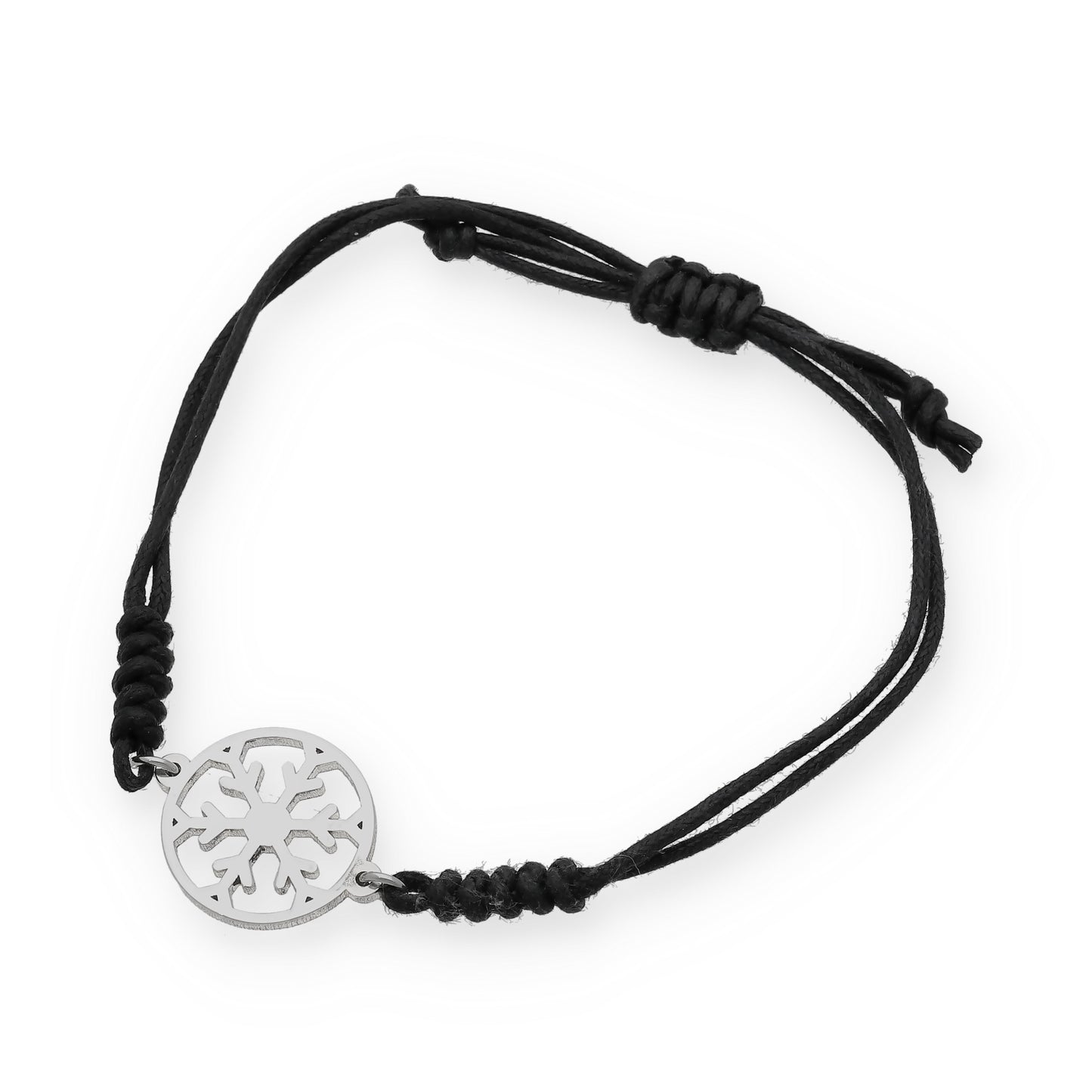 Pulsera Macramé Copo de Nieve en Plata de Ley 925