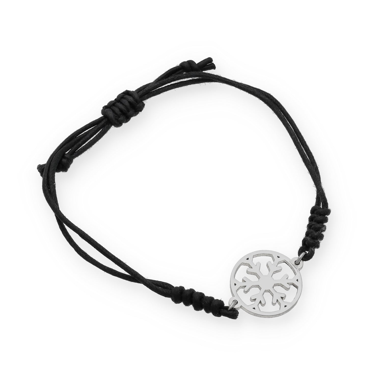 Pulsera Macramé Copo de Nieve en Plata de Ley 925