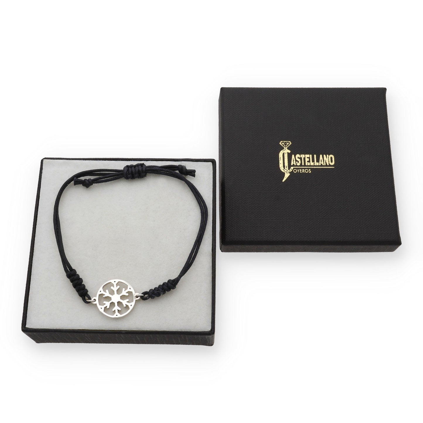 Pulsera Macramé Copo de Nieve en Plata de Ley 925