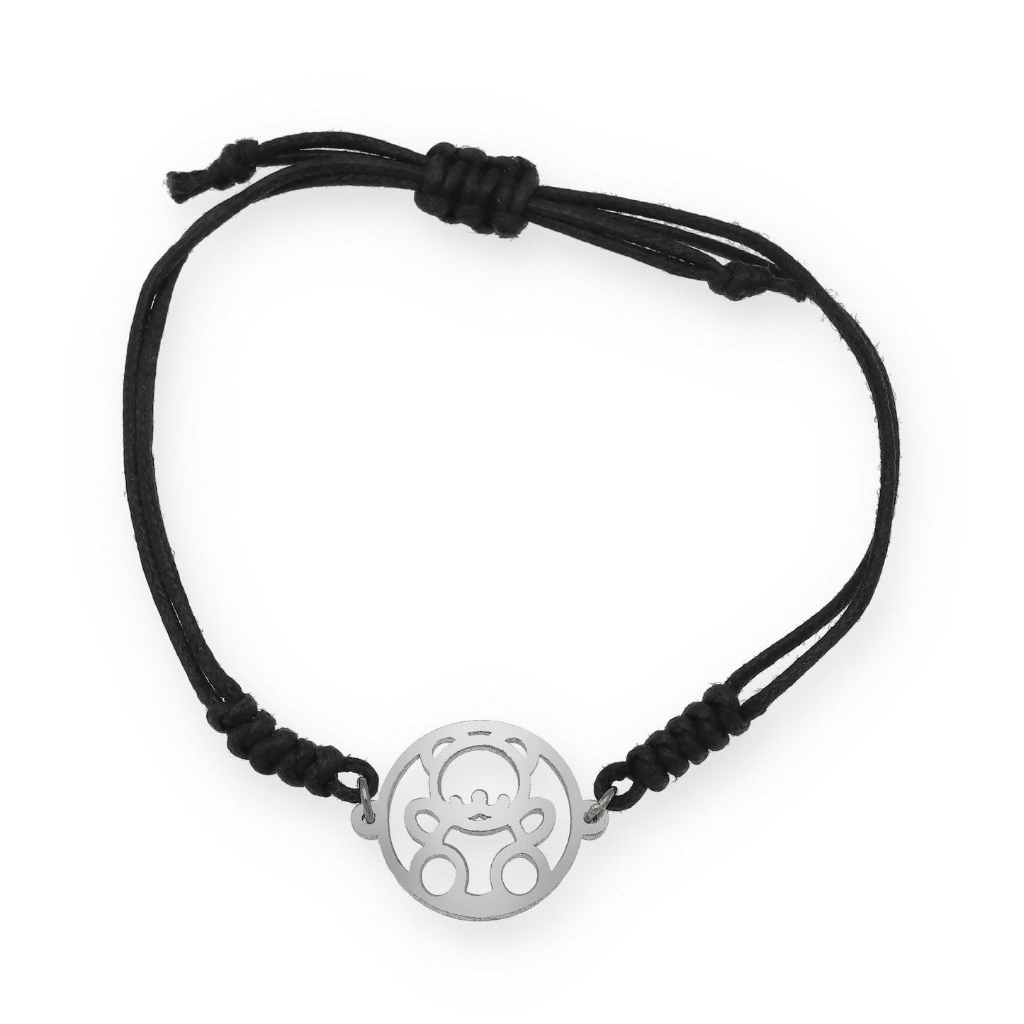 Pulsera Macramé Osito en Plata de Ley 925