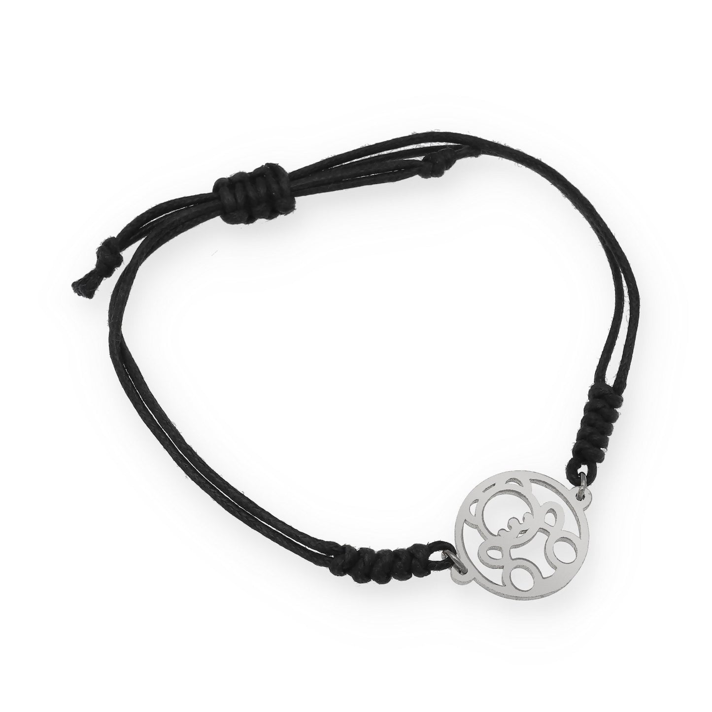 Pulsera Macramé Osito en Plata de Ley 925