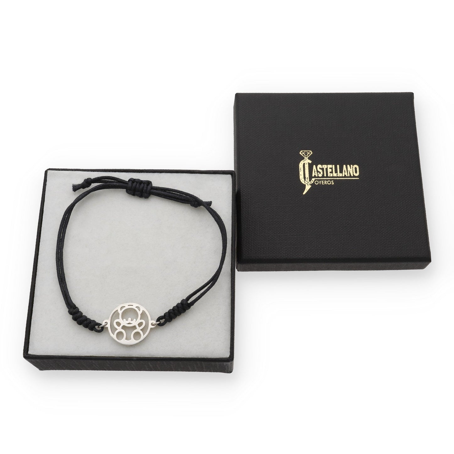 Pulsera Macramé Osito en Plata de Ley 925