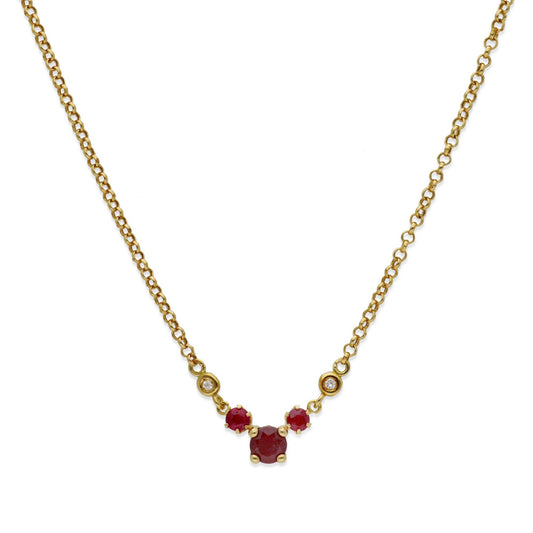 Gargantilla Tridus en Oro 18K con Rubíes y Diamantes