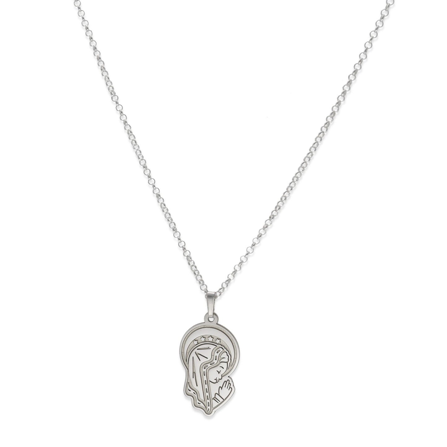 Collar con Colgante en Plata de Ley 925 de Virgen Niña