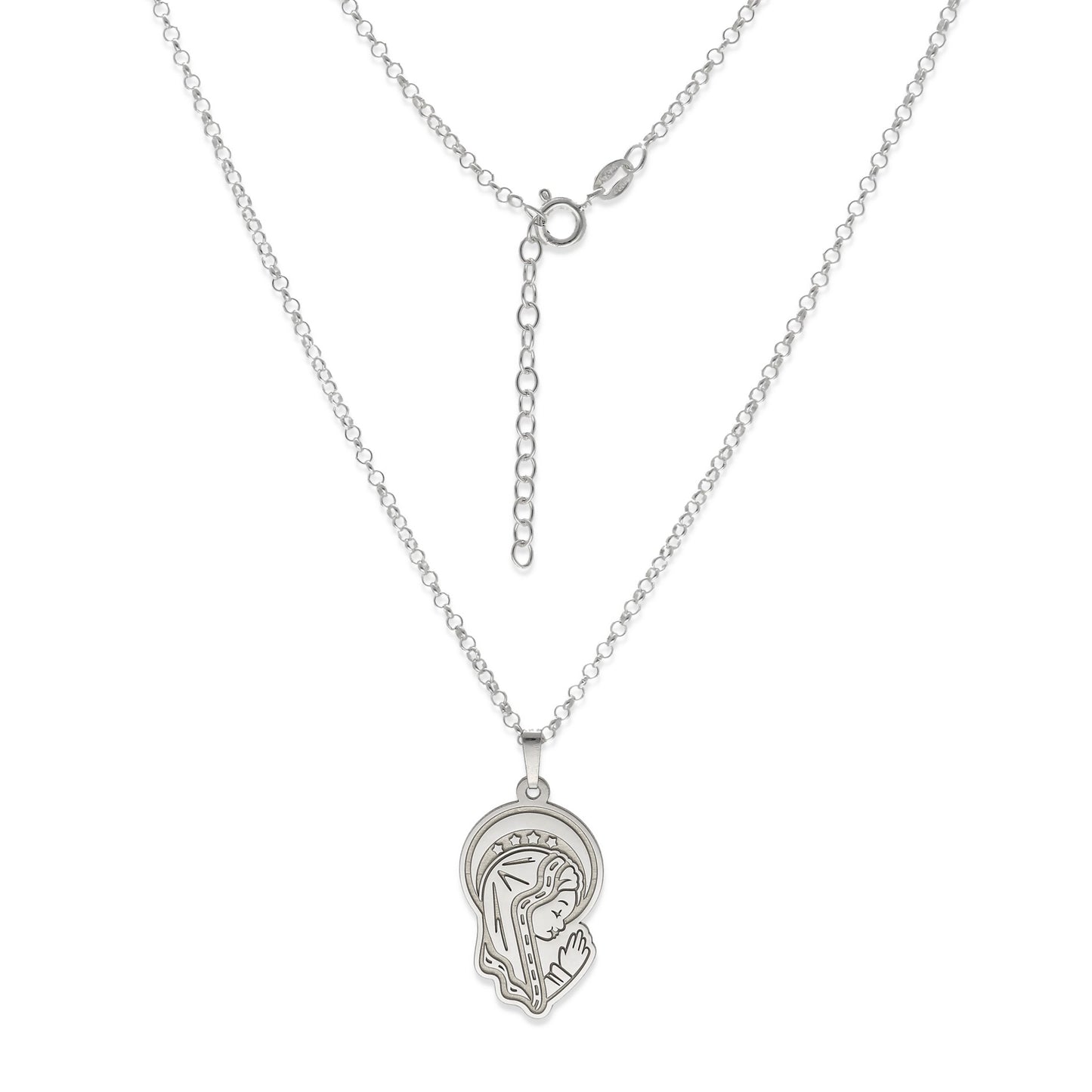 Collar con Colgante en Plata de Ley 925 de Virgen Niña
