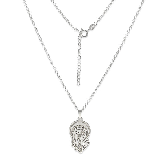 Collar con Colgante en Plata de Ley 925 de Virgen Niña