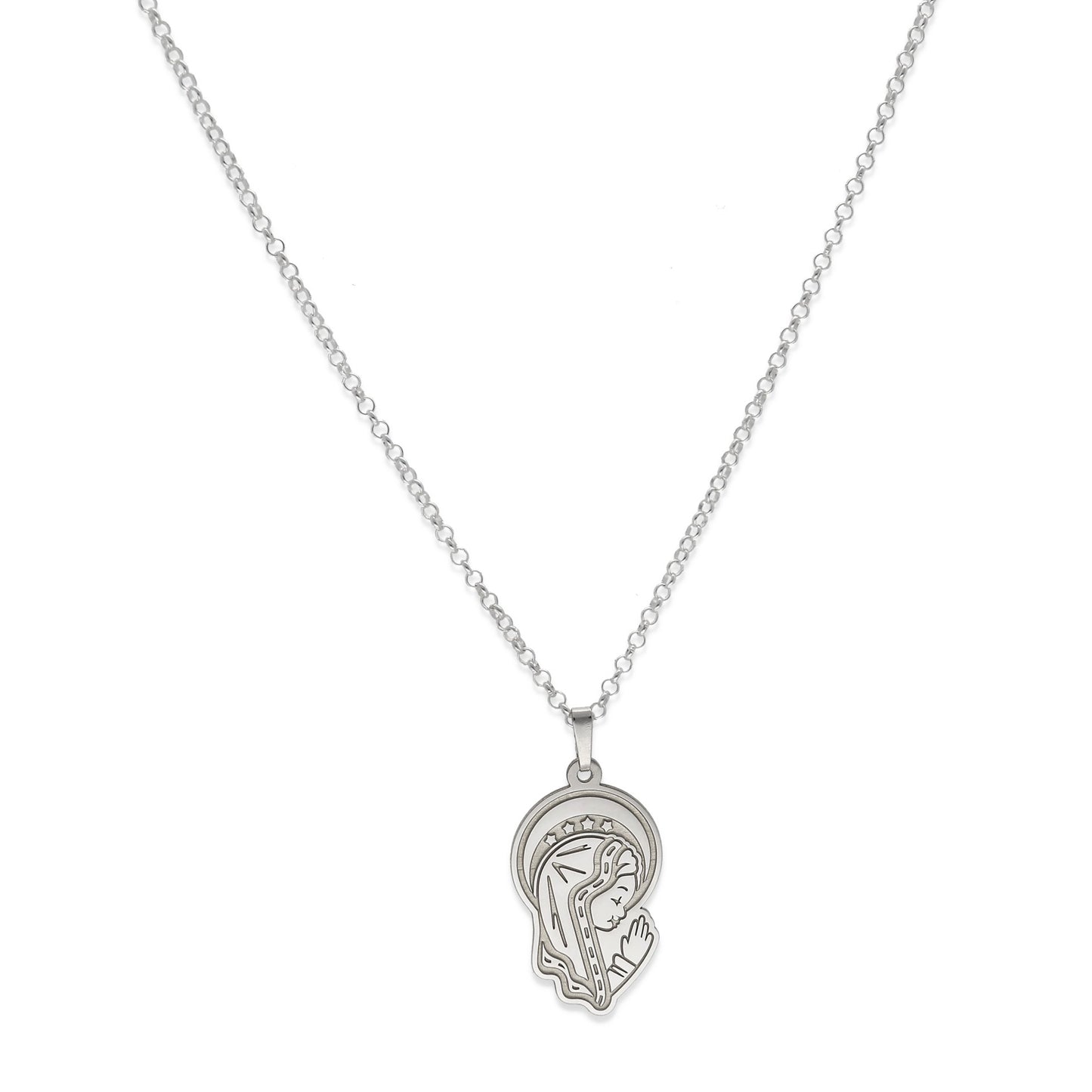 Collar con Colgante en Plata de Ley 925 de Virgen Niña