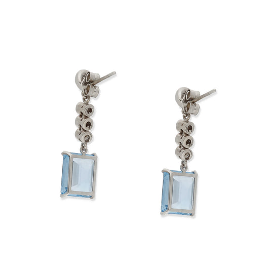 Pendientes Blue Moon en Oro Blanco 18K con Diamantes y Topacio Azul