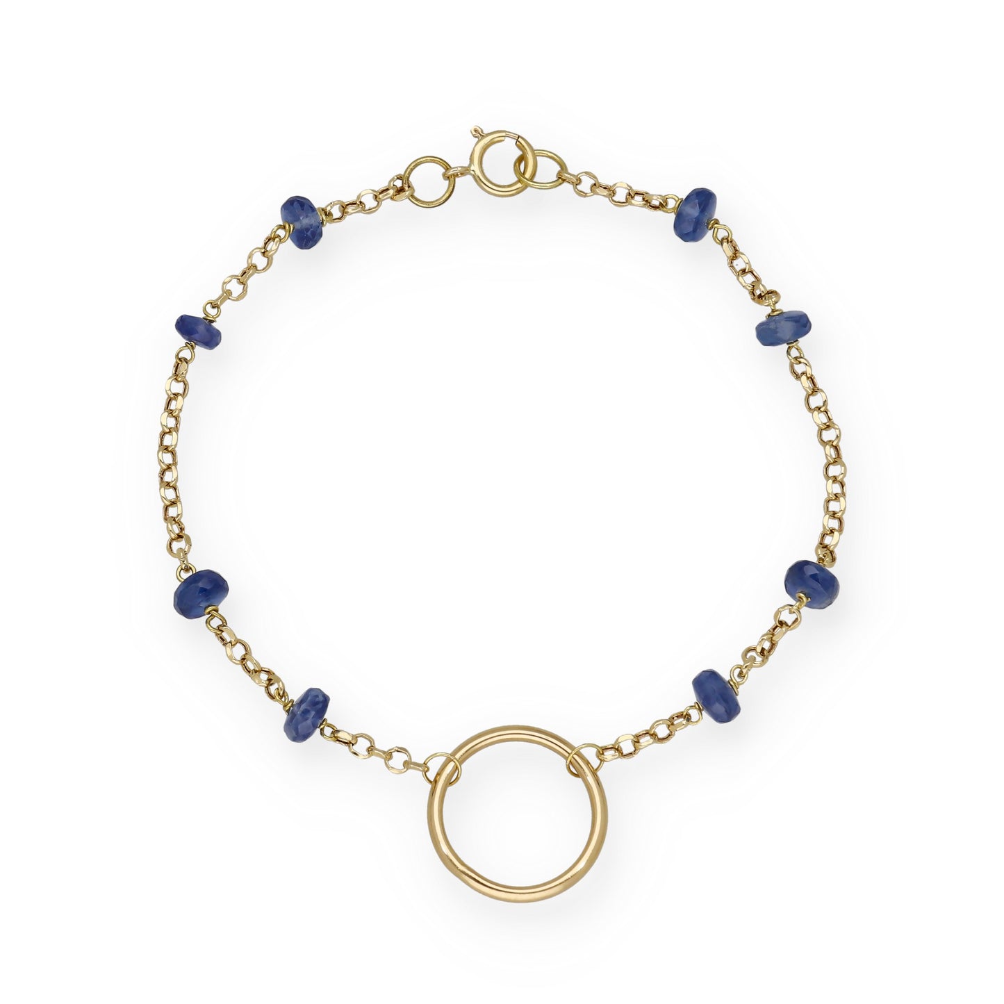 Pulsera en Oro 18K con Aro y Zafiros