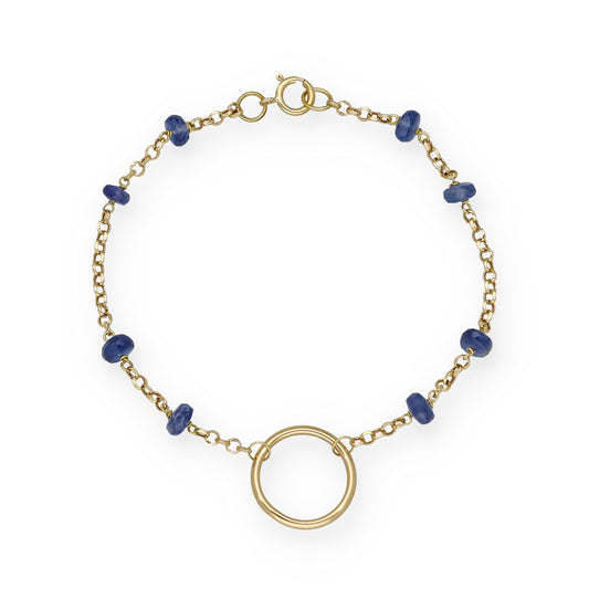 Pulsera en Oro 18K con Aro y Zafiros