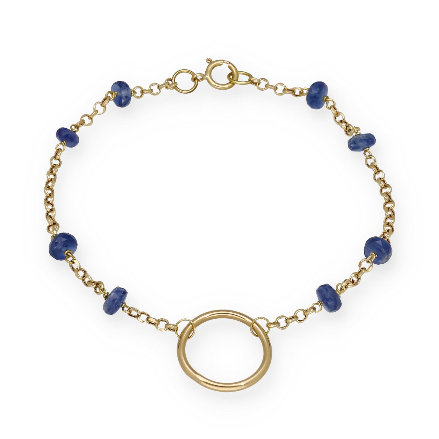 Pulsera en Oro 18K con Aro y Zafiros