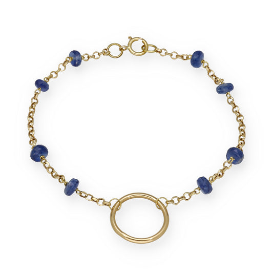 Pulsera en Oro 18K con Aro y Zafiros
