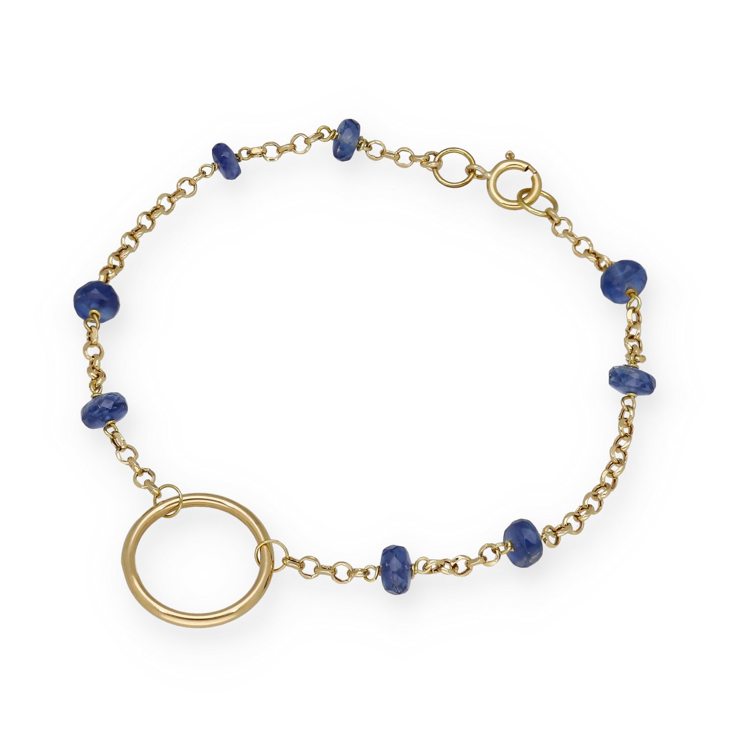 Pulsera en Oro 18K con Aro y Zafiros