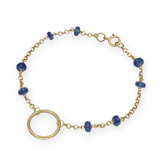 Pulsera en Oro 18K con Aro y Zafiros