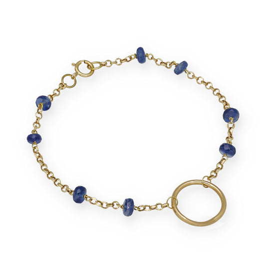 Pulsera en Oro 18K con Aro y Zafiros