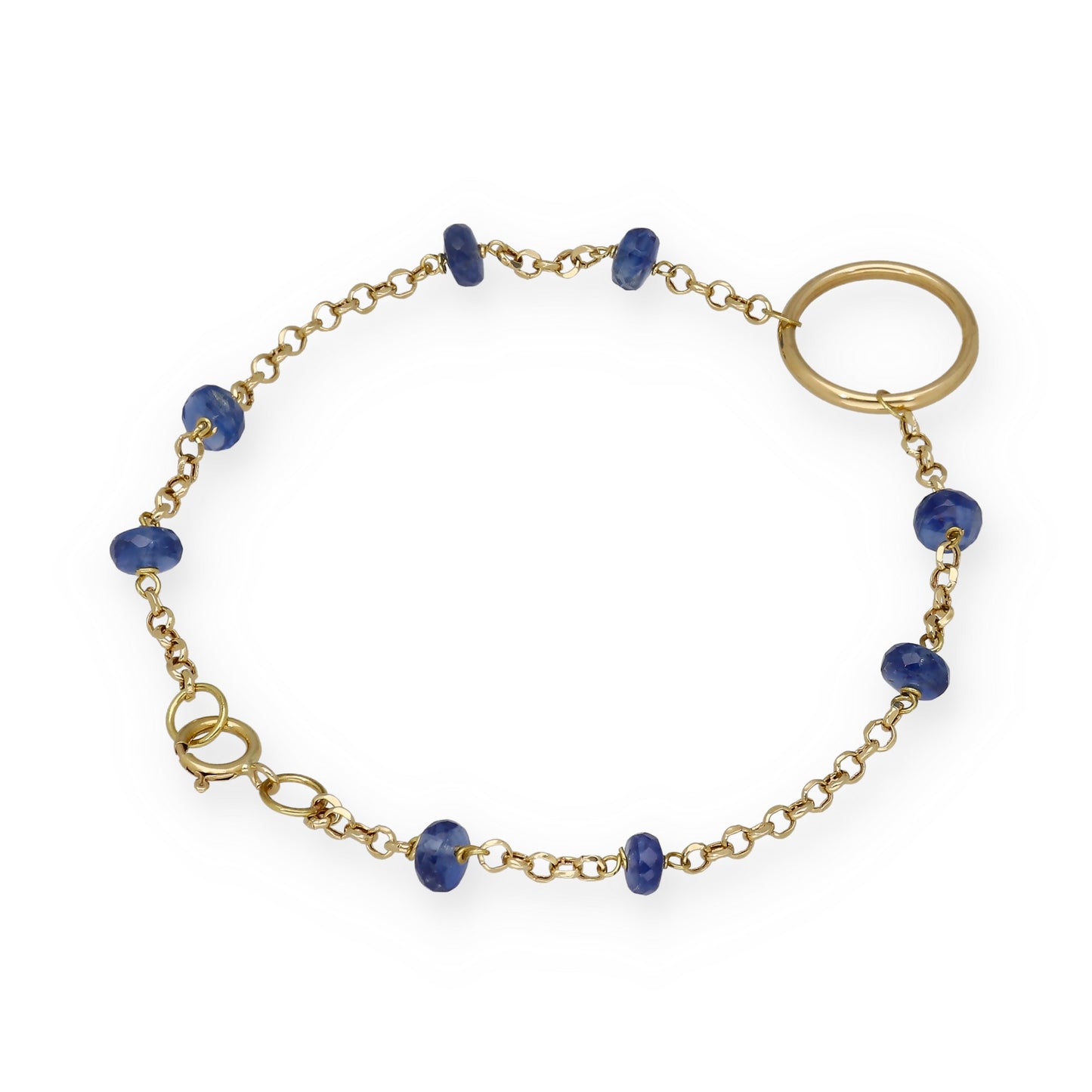 Pulsera en Oro 18K con Aro y Zafiros
