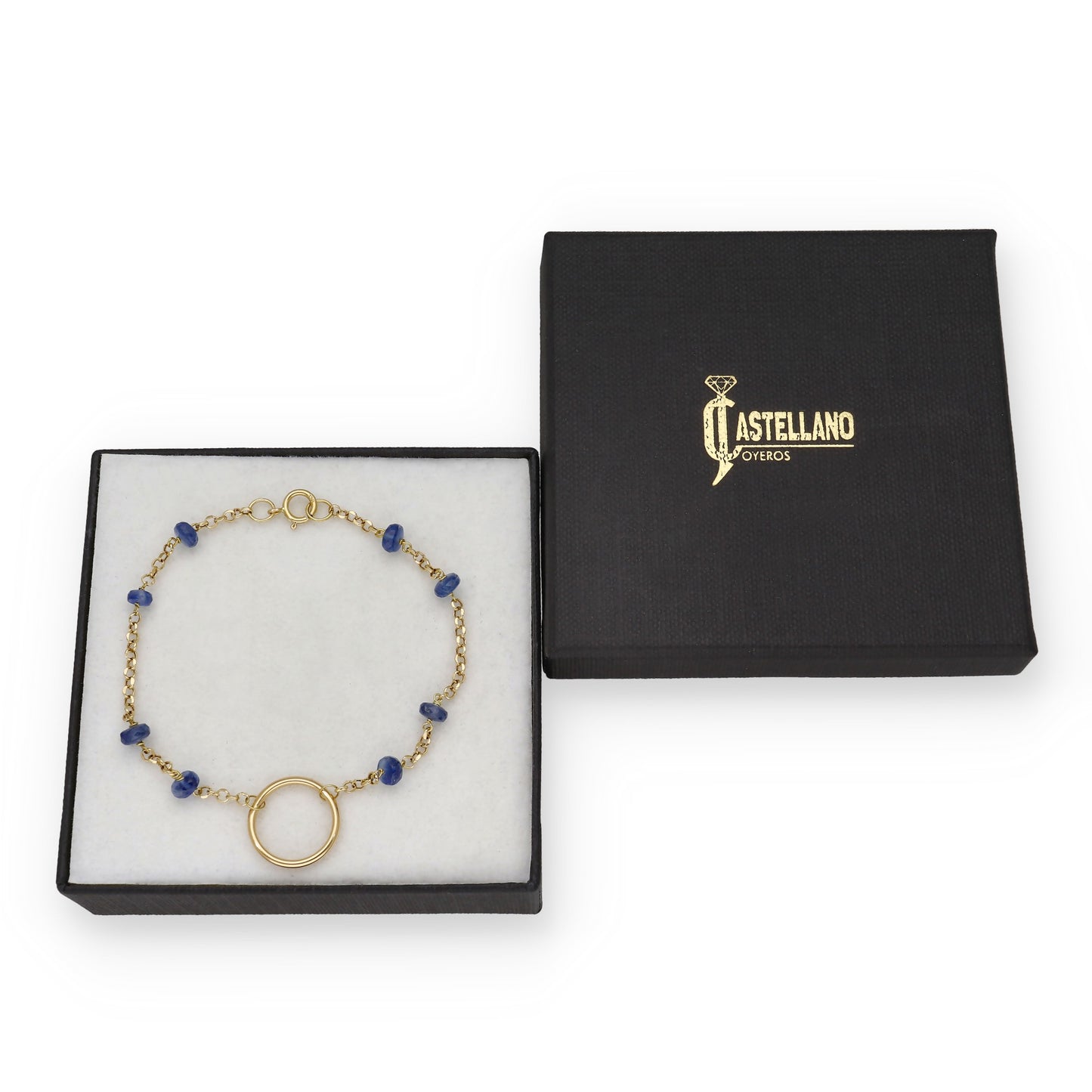 Pulsera en Oro 18K con Aro y Zafiros