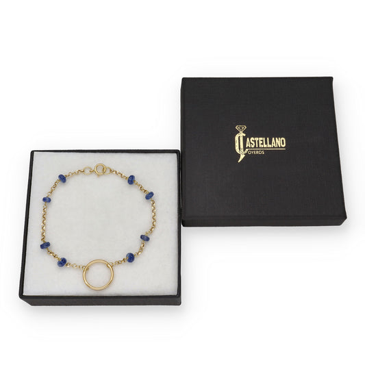 Pulsera en Oro 18K con Aro y Zafiros