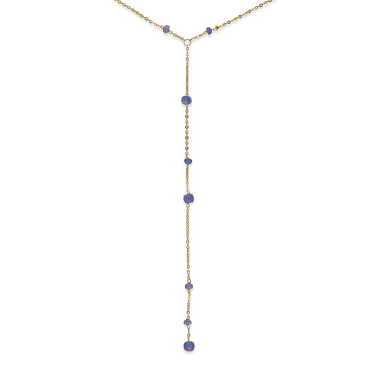 Gargantilla Lilla en Oro de Ley 18K con Cadena de Tanzanitas