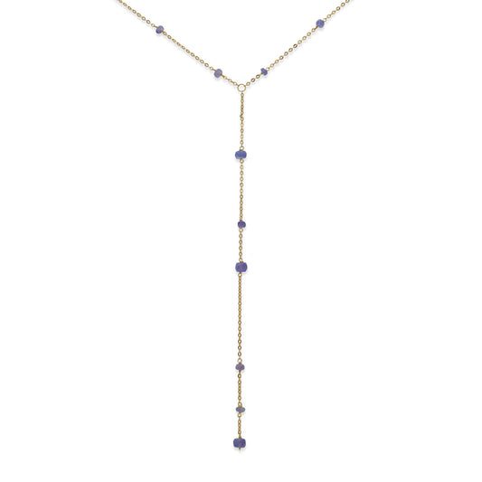 Gargantilla Lilla en Oro de Ley 18K con Cadena de Tanzanitas