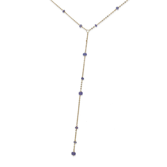 Gargantilla Lilla en Oro de Ley 18K con Cadena de Tanzanitas