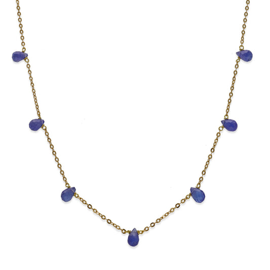 Gargantilla Jardín en Oro de Ley 18K con Zafiros