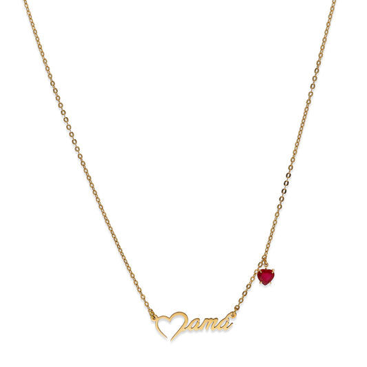 Collar Corazón de Mamá en Oro 18K y Rubí Natural