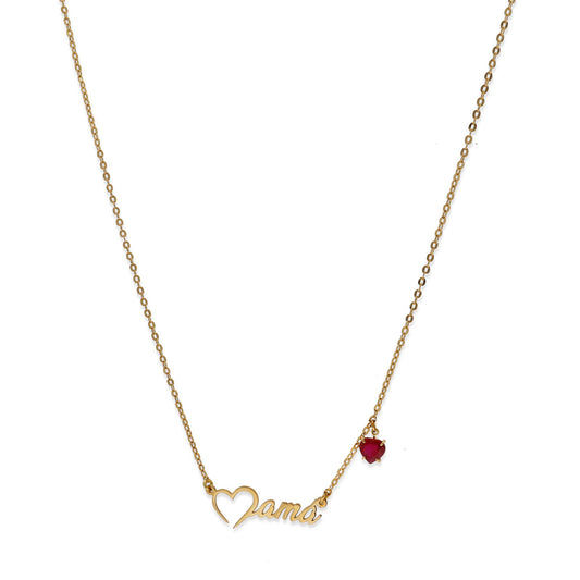 Collar Corazón de Mamá en Oro 18K y Rubí Natural