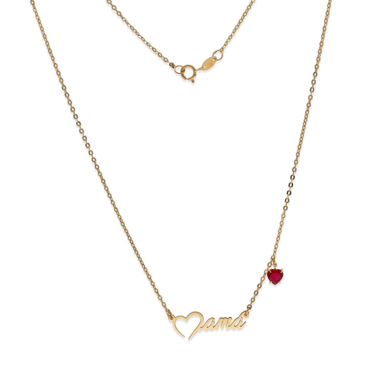Collar Corazón de Mamá en Oro 18K y Rubí Natural