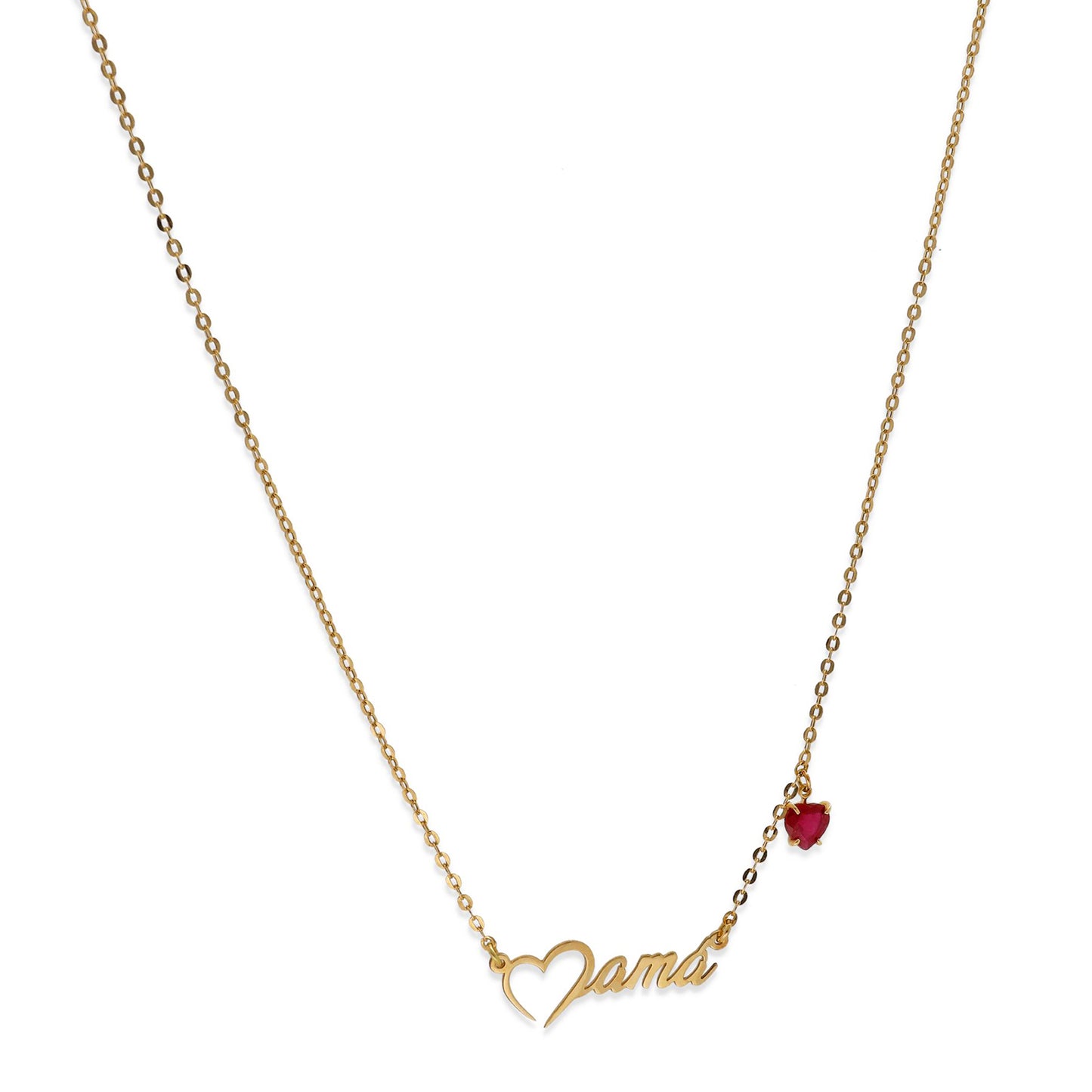 Collar Corazón de Mamá en Oro 18K y Rubí Natural