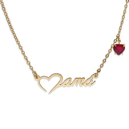 Collar Corazón de Mamá en Oro 18K y Rubí Natural