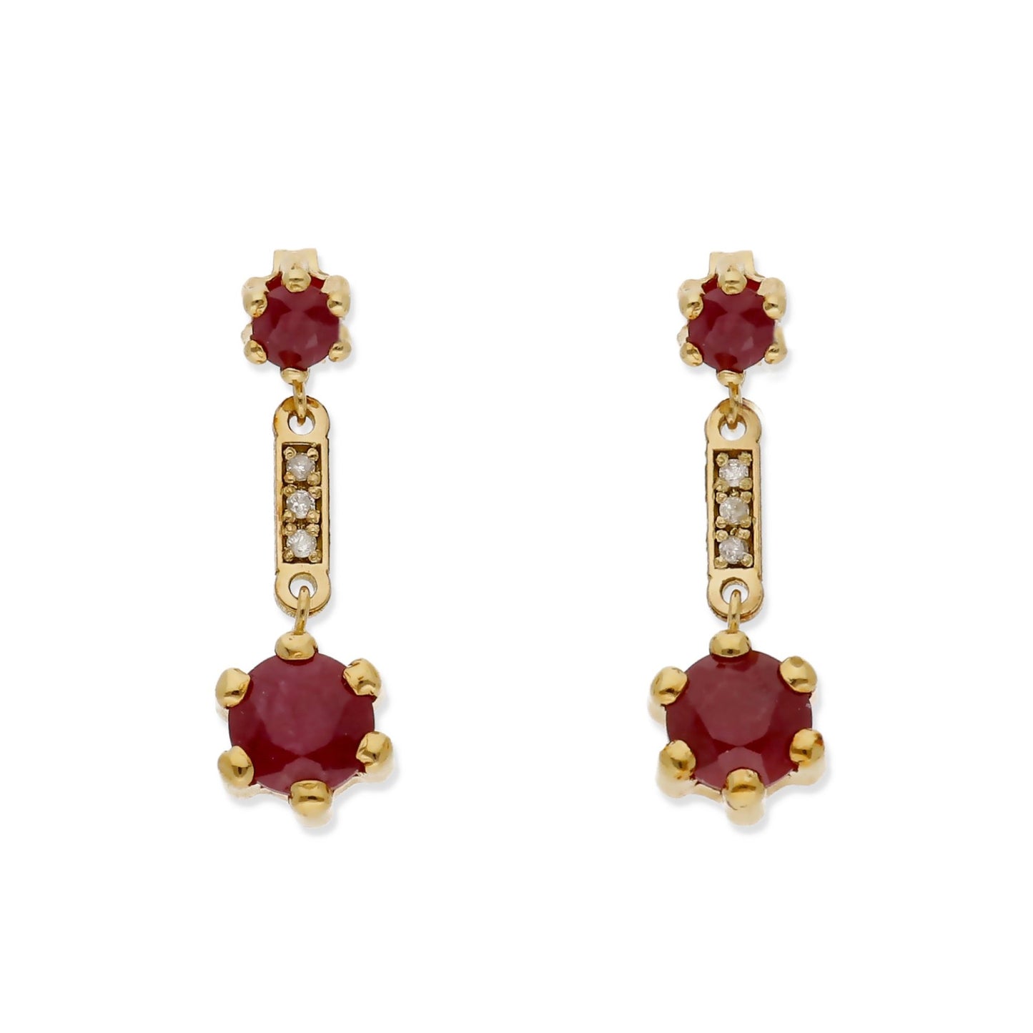 Pendientes Ruber en Oro de Ley 18K con Diamantes y Rubíes