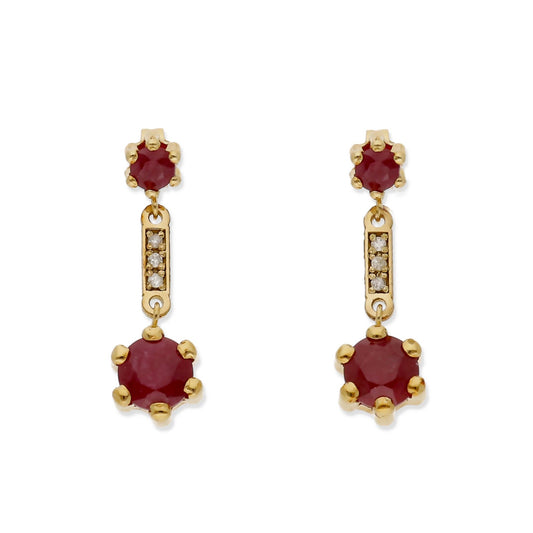 Pendientes Ruber en Oro de Ley 18K con Diamantes y Rubíes
